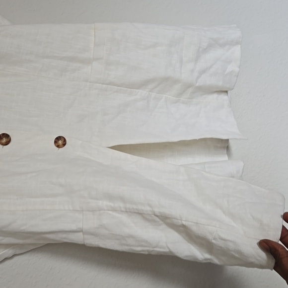 Elegant Off-white Hemp Blend Long Line Tunic Vest Summer Top - Picture 3 of 9